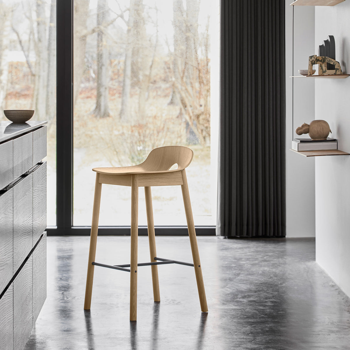 Mono Stool/Chair by Woud, showing mono stool/chair in live shot.