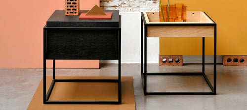 Monolit Oak Bedside Table by Ethinicraft, showing monolit bedside table in live shot.