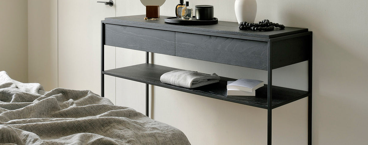 Monolit Oak Console by Ethnicraft, showing monolit oak console in live shot.
