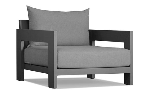 Montauk Arm Chair by Harbour - Asteroid Aluminum + Batyline Silver/Sunbrella Cast Slate.