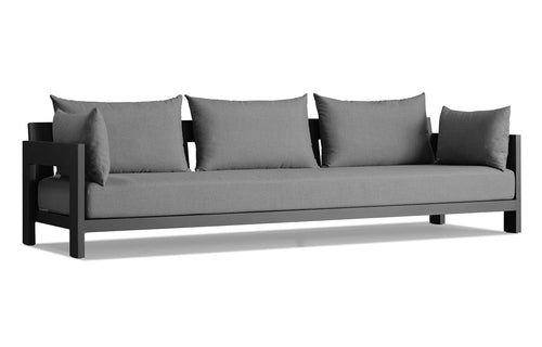 Montauk Three Seat Sofa by Harbour - Asteroid Aluminum + Batyline Silver/Sunbrella Cast Slate.