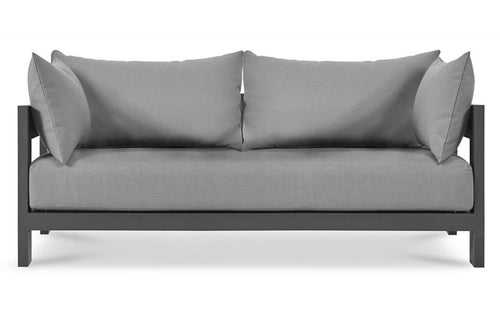 Montauk Two Seat Sofa by Harbour - Asteroid Aluminum + Batyline Silver/Sunbrella Cast Slate.