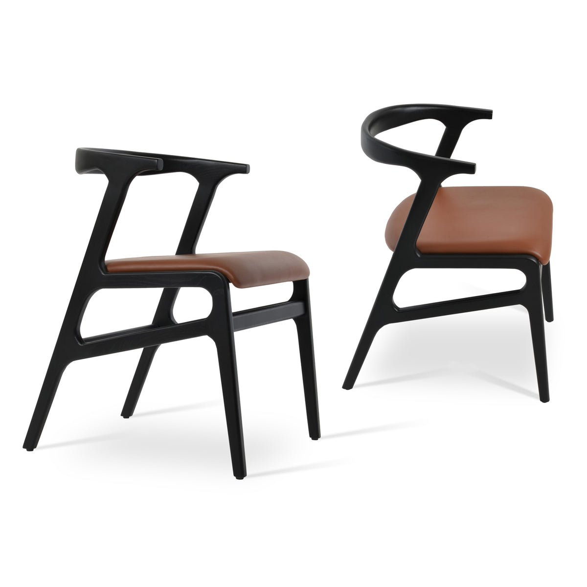 Morelato Arm Dining Chair by SohoConcept, showing angle view of two arm dining chairs together.