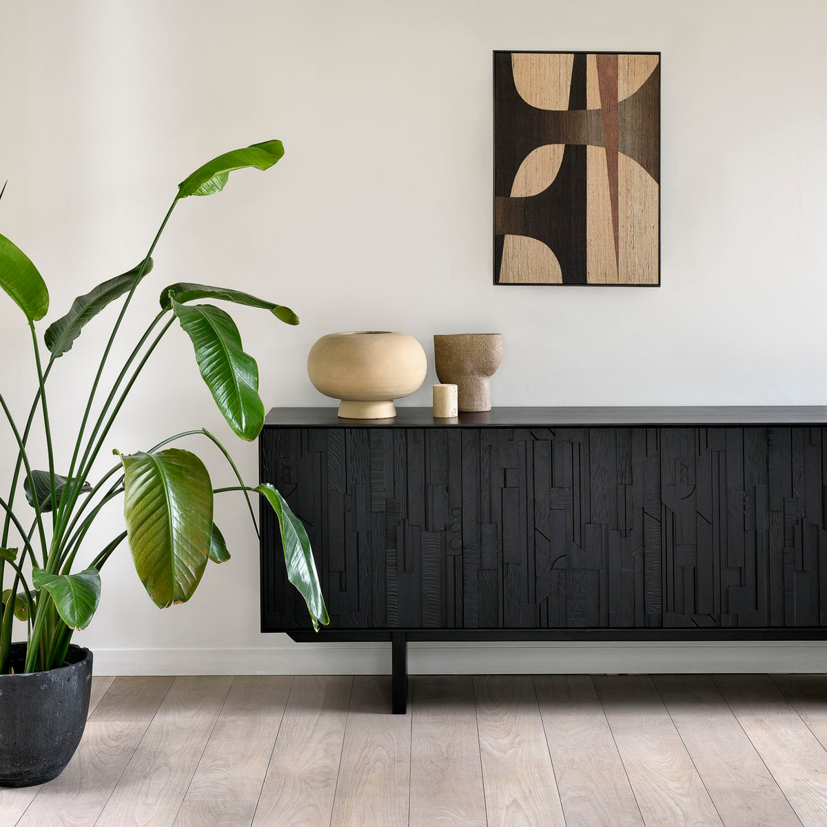 Mosaic Sideboard by Ethnicraft - showing front view of sideboard in live shot.