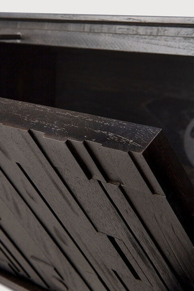 Mosaic TV Cupboard by Ethnicraft, showing closeup view of open cupboard.