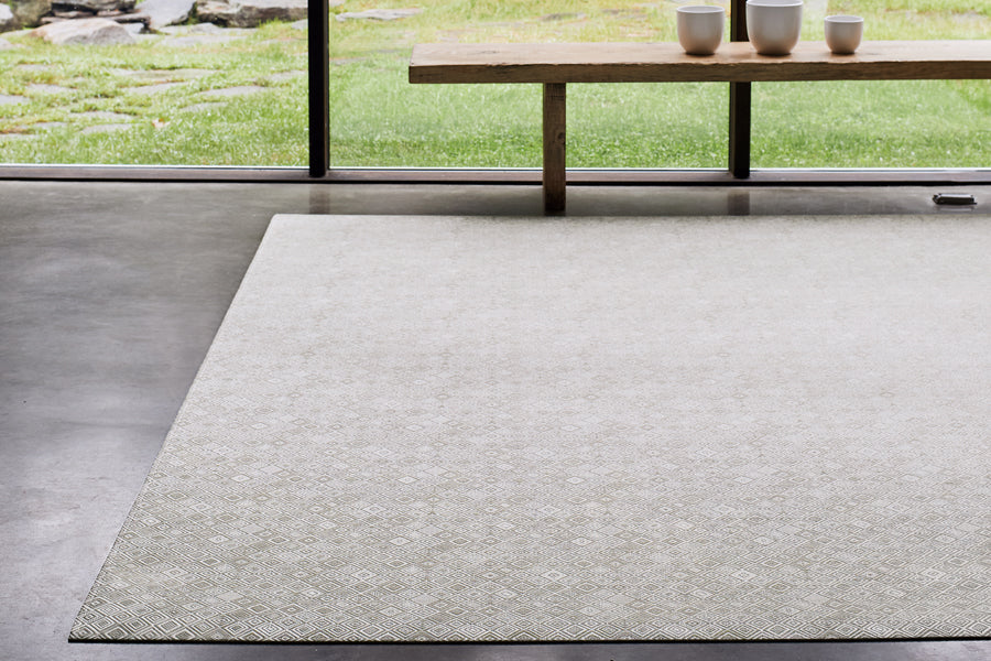 Mosaic Woven Floor Mat by Chilewich, showing mosaic woven floor mat in live shot.