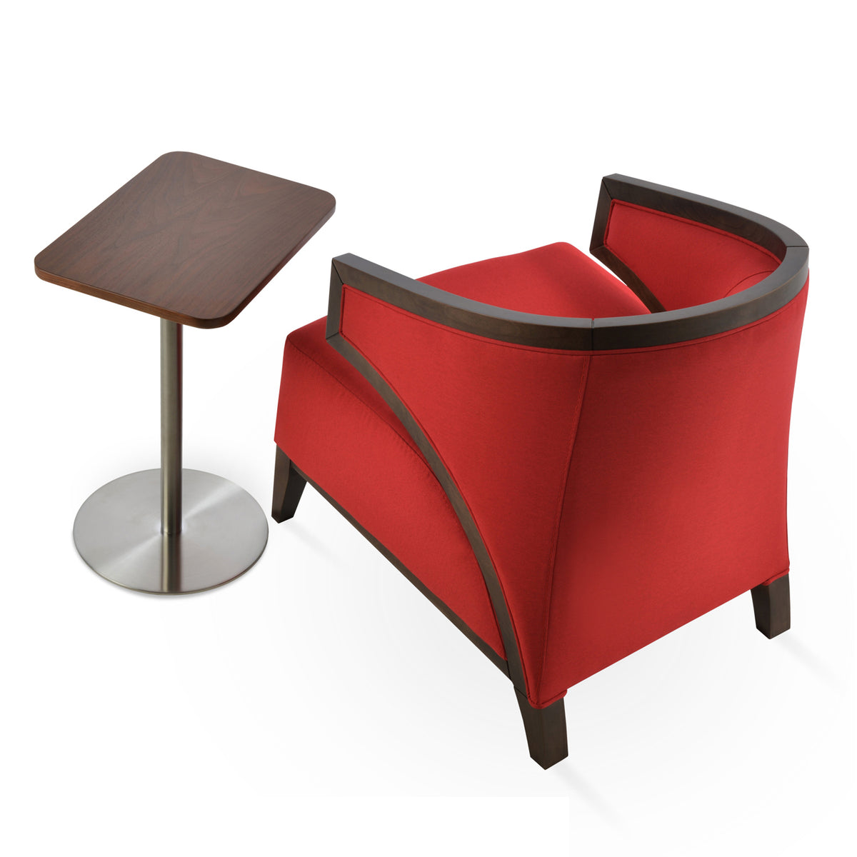 Mostar Arm Chair by SohoConcept, showing arm chair with table.