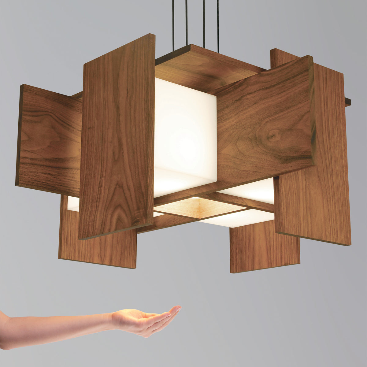 Muto LED Pendant by Cerno, showing muto led pendant in live shot.