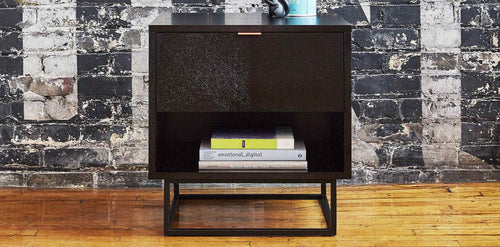 Myles End Table by Gus Modern, showing myles end table in live shot.