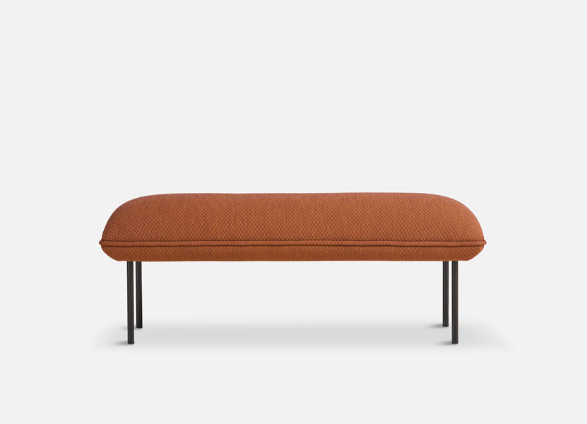 Nakki Bench by Woud, showing front view of nakki bench in studio shot.