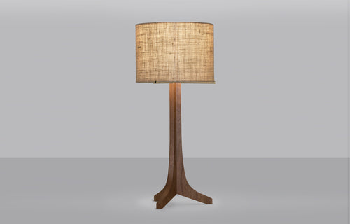 Nauta LED Table Lamp by Cerno - Walnut Wood, Burlap Shade.