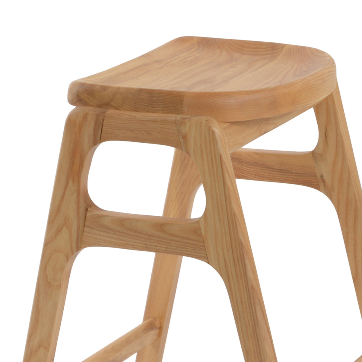 Nelson Stool by SohoConcept, showing closeup view of nelson stool in solid ash wood natural finish.