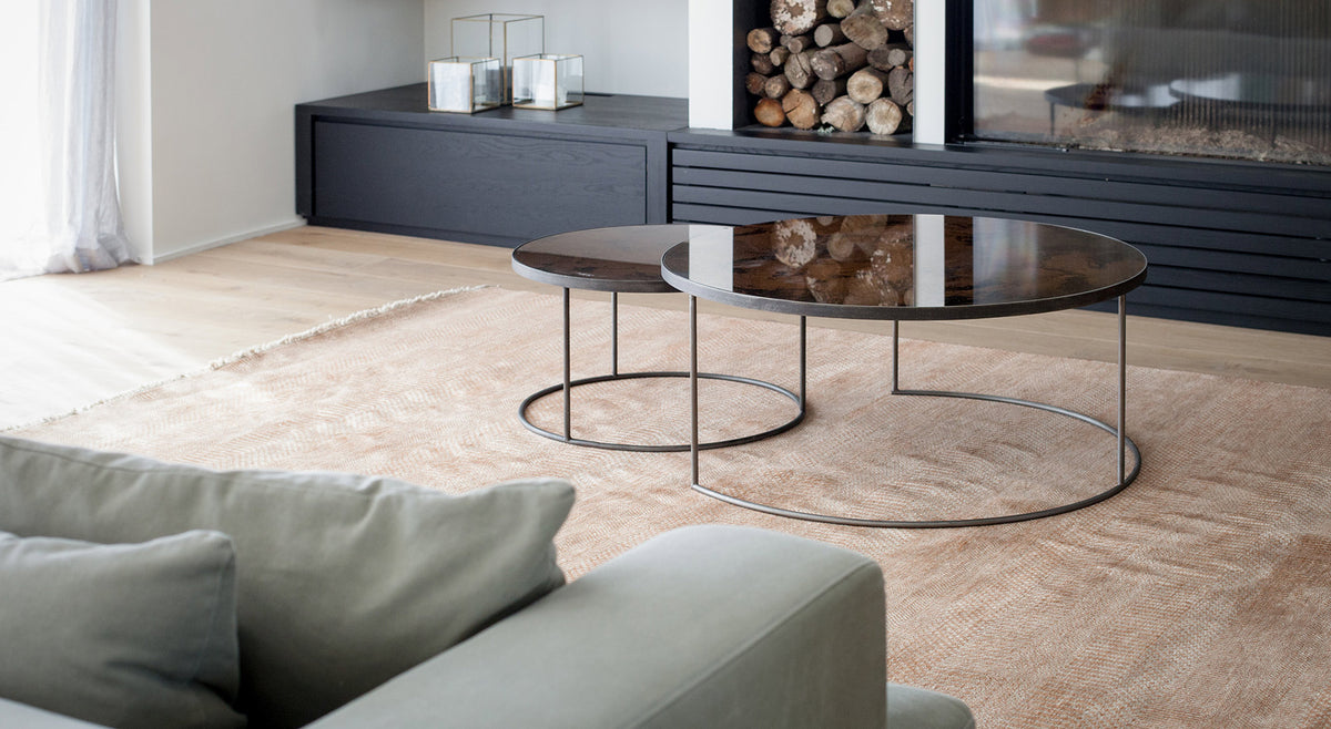 Nesting Coffee Table (Set of 2) by Ethnicraft, showing coffee table set of 2 in live shot.