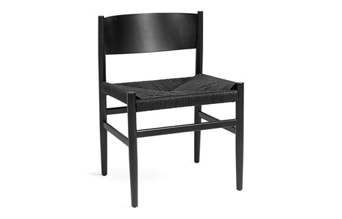 Nestor Chair by Mater - Black Stain Beech + W/O Armrests with Black Paper Cord Seat.