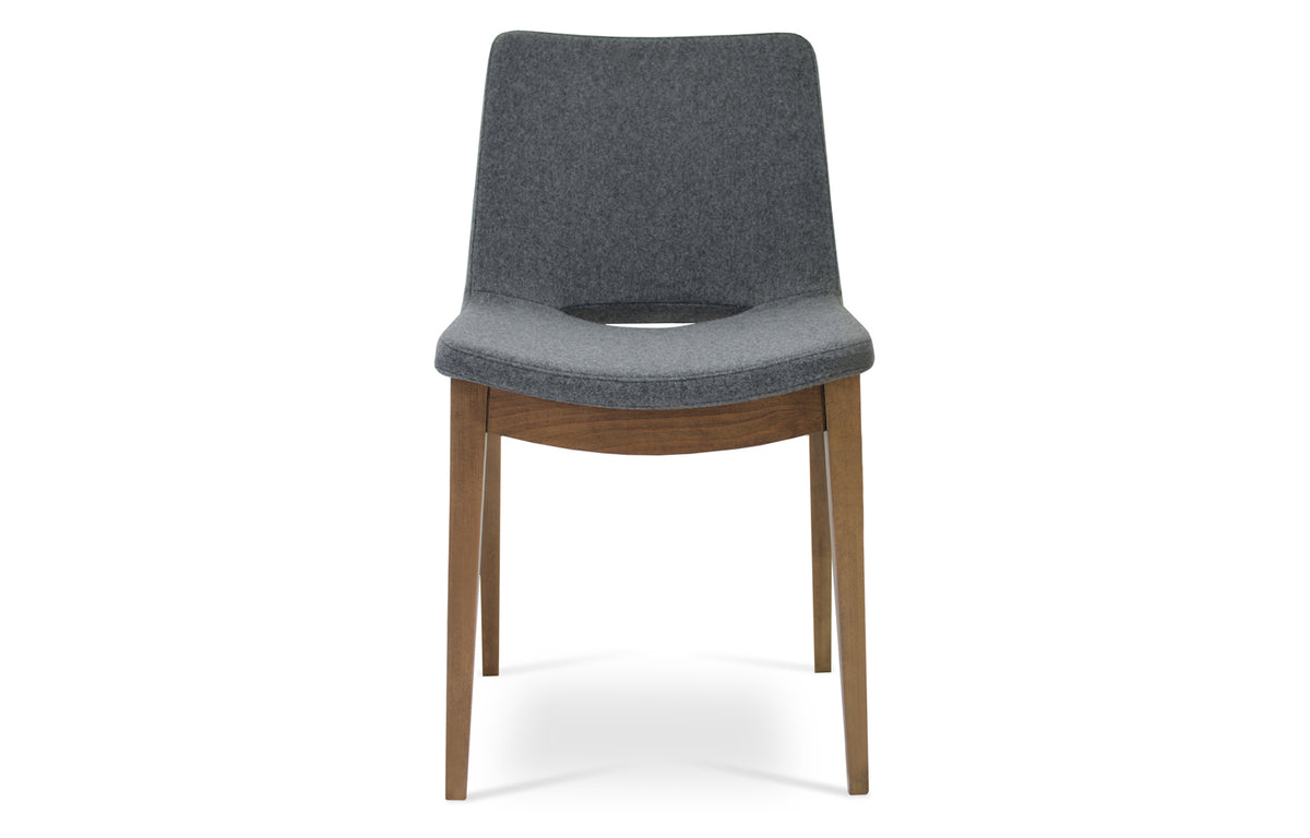 Nevada Wood Chair by SohoConcept - Beech Walnut Wood, Camira Blazer Dark Grey Wool.