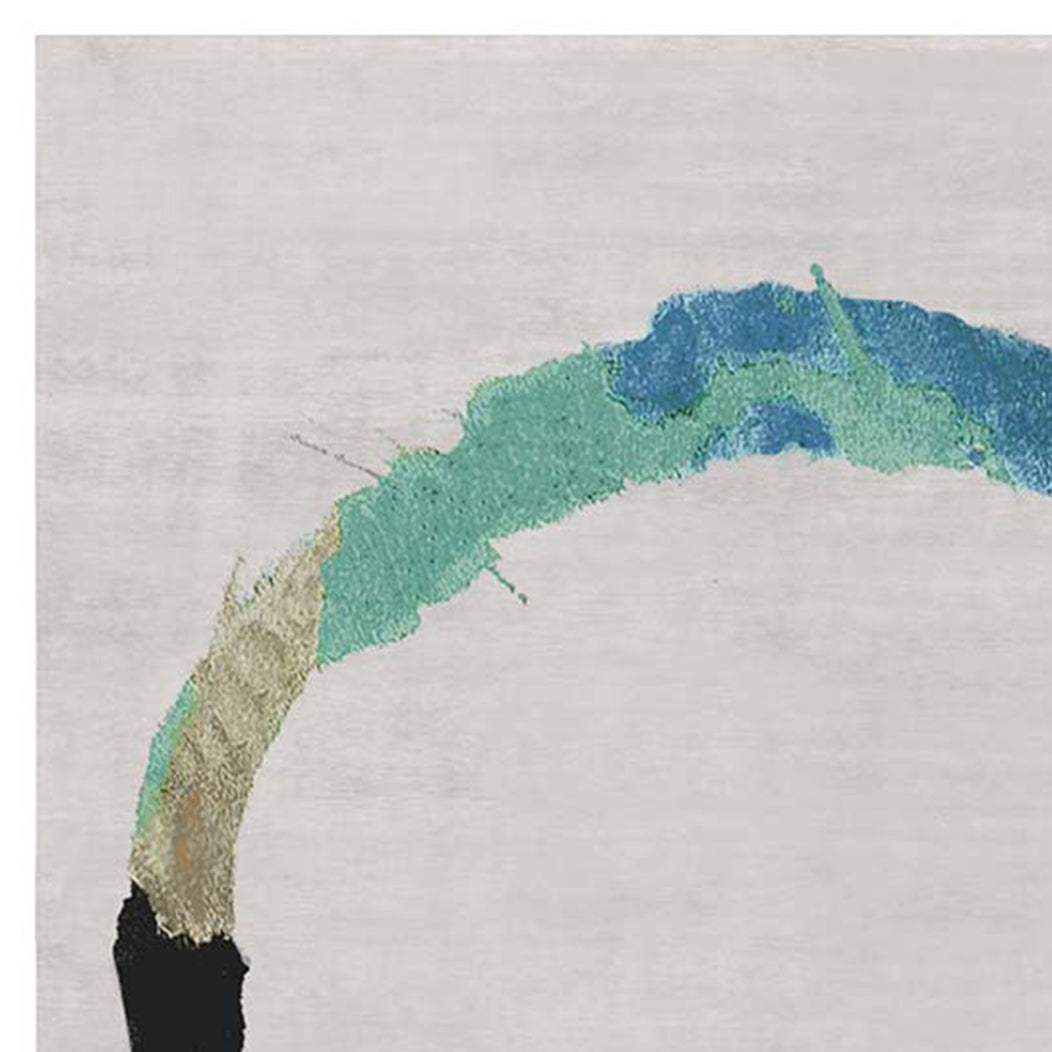 Nevi No 181 NO181 Rug by Second Studio, showing closeup view of nevi no 181 no181 rug by second studio in grey & selections of blue.