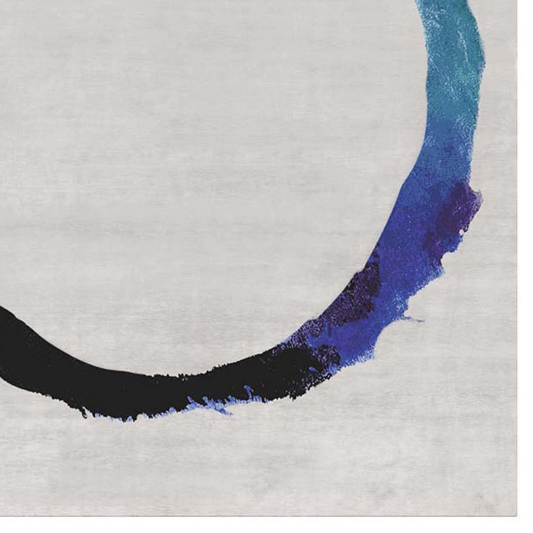 Nevi No 181 NO181 Rug by Second Studio, showing closeup view of nevi no 181 no181 rug by second studio in grey & selections of blue.