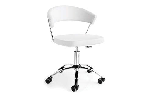 New York Office Swivel Chair by Connubia - White Ekos Upholstery/Chromed Metal Frame.