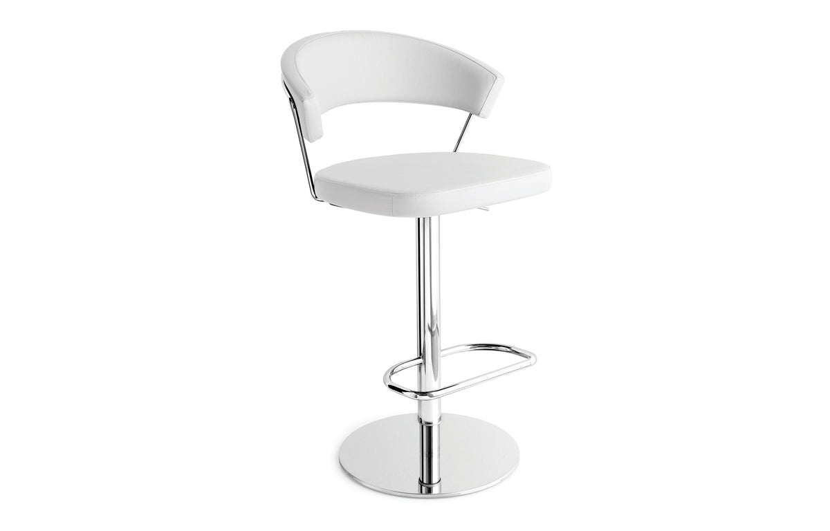 New York Swivel Stool by Connubia - White Ekos Seat/Chromed Metal Frame.