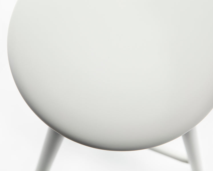 Linea Perch Bar Stool by Nikari, showing detail top view of linea perch bar stool in grey lacquer birch.