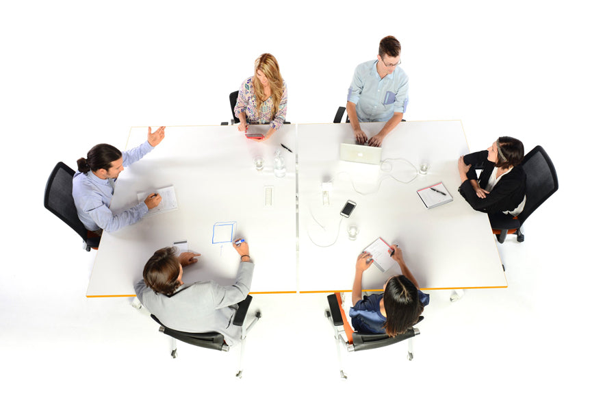 Nomad Folding 9FT Sport Conference/Markerboard/Ping Pong Table by Scale 1:1, showing top view of nomad folding 9ft sport conference/markerboard/ping pong table in white/tangerine.