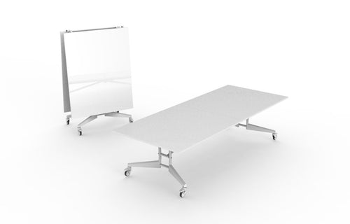 Nomad Folding Conference and Ping Pong Table by Scale 1:1 - 10FT, No Power Kit, White Dry Erase/White.