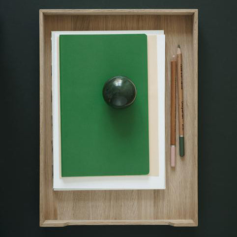 Nomad Letter Tray by Skagerak, showing nomad letter tray in live shot.
