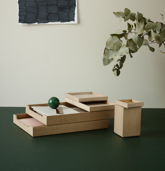 Nomad Letter Tray by Skagerak, showing nomad letter tray in live shot.