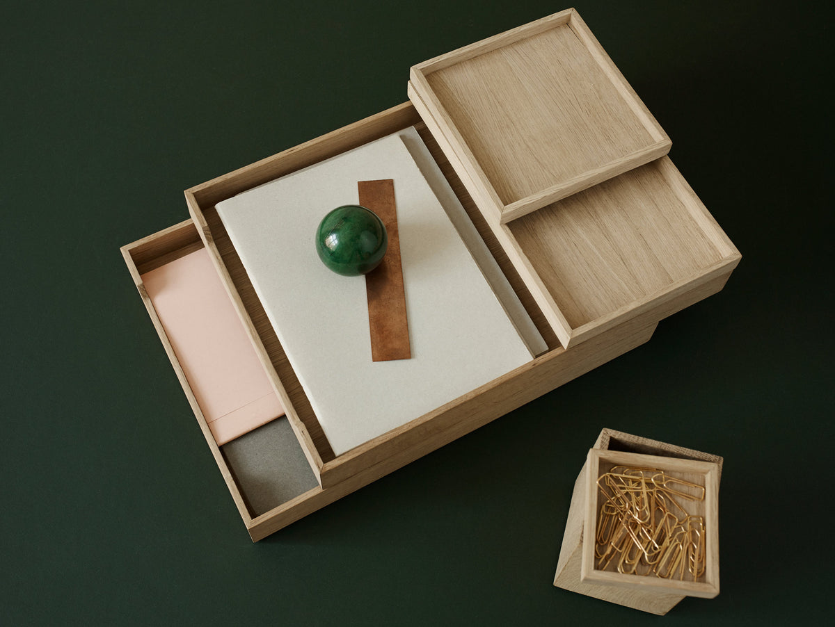Nomad Letter Tray by Skagerak, showing nomad letter tray in live shot.