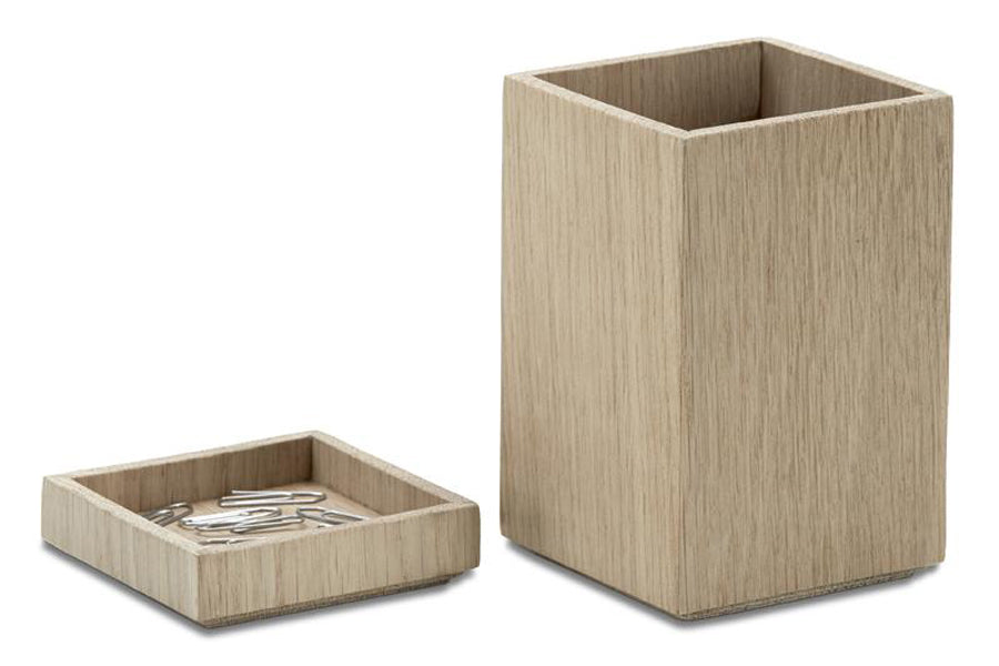 Nomad Pen Holder by Skagerak, showing nomad pen holder in natural oak wood.