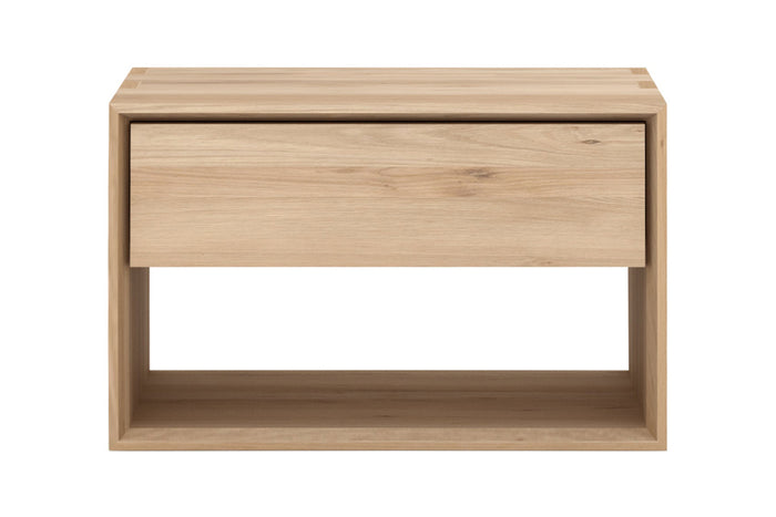 Nordic ll Oak Nightstand by Ethnicraft, showing front view of nordic ii oak nighstand in solid oak/15