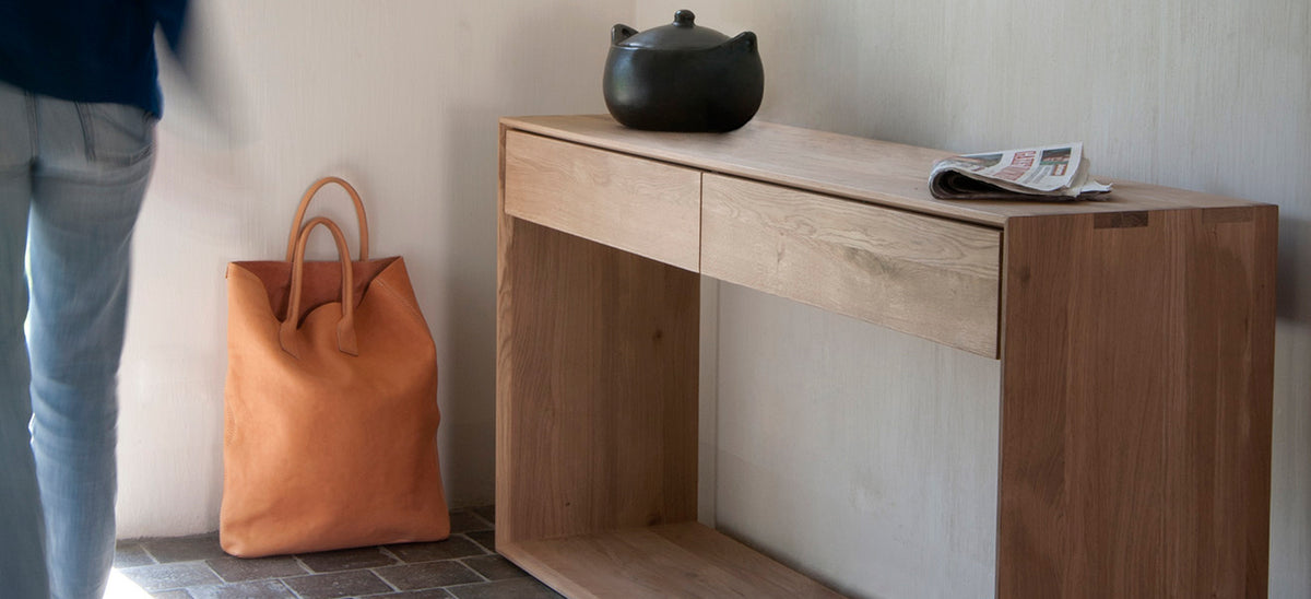 Nordic Console by Ethnicraft, showing nordic oak console in live shot.