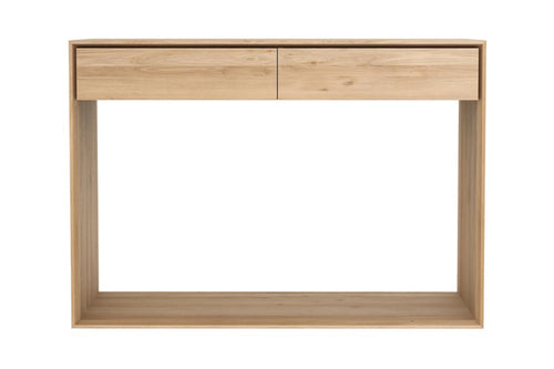 Nordic Oak Console by Ethnicraft, showing front view of nordic oak console in oak/47