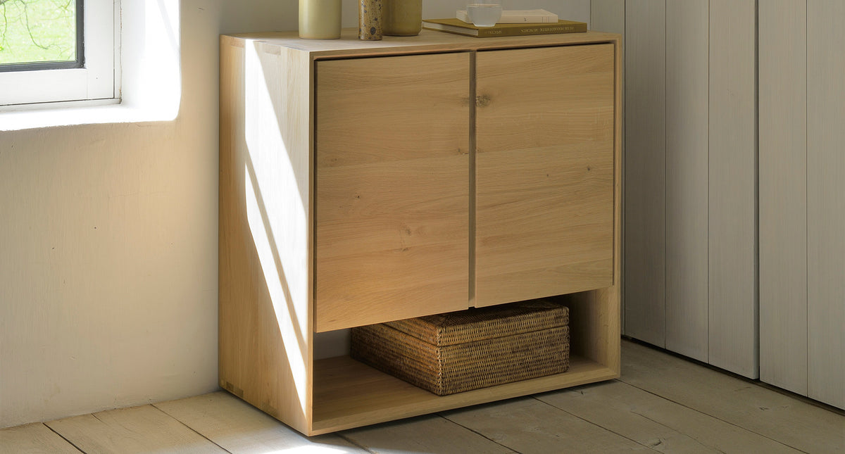Nordic Sideboard by Ethnicraft, showing nordic oak sideboard in live shot.