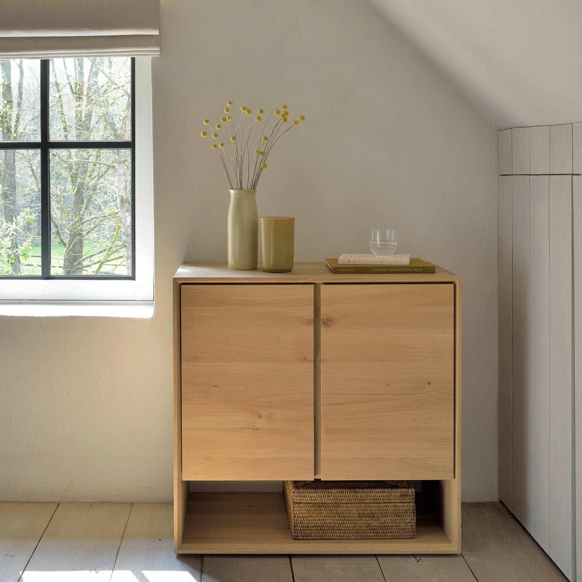 Nordic Sideboard by Ethnicraft, showing nordic oak sideboard in live shot.