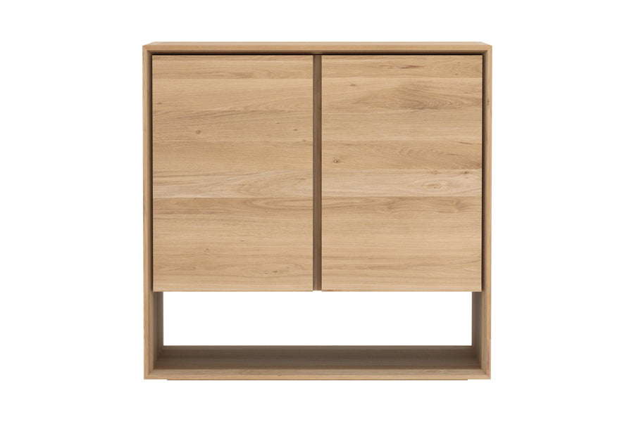 Nordic Sideboard by Ethnicraft, showing front view of nordic oak sideboard in oak/32" x 18" 2 doors.