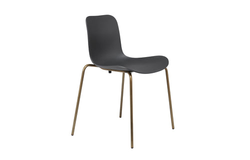 Langue Stack Steel Dining Chair by Norr11 - Brass Aluminium, Anthracite Black Plastic.