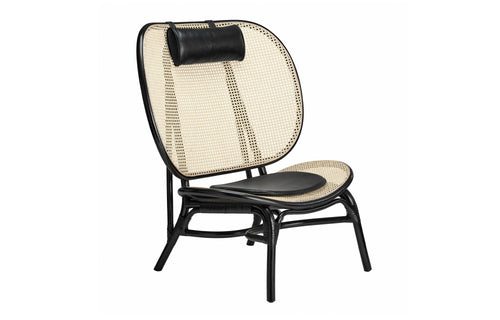 Nomad Chair by Norr11 - Black Molded Bamboo Frame/Black Aniline Leather.