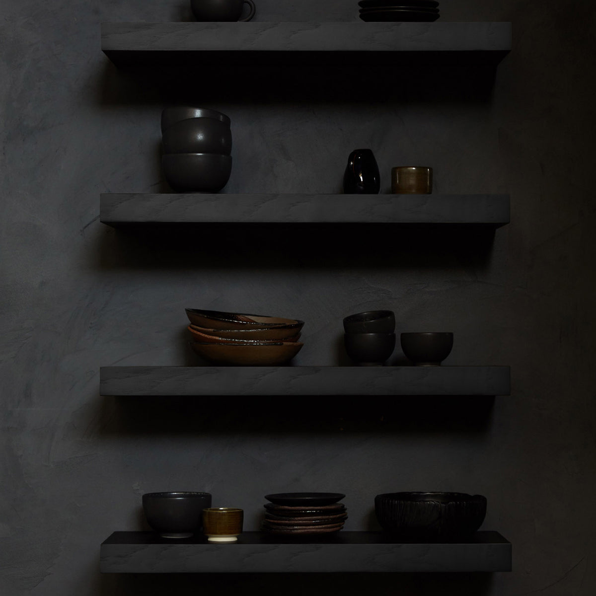 Wall Shelf by Ethnicraft, showing oak wall shelves in live shot.