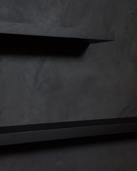 Wall Shelf by Ethnicraft, showing closeup view of oak wall shelves in live shot.
