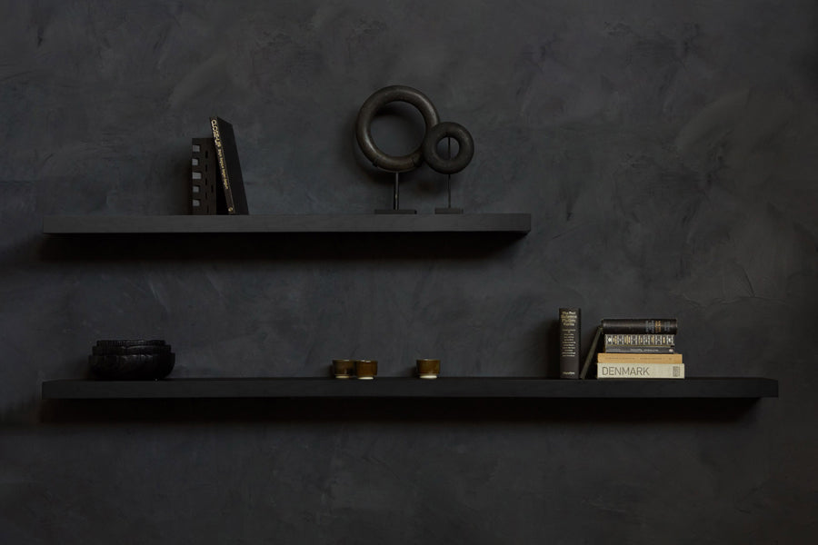 Wall Shelf by Ethnicraft, showing oak wall shelves in live shot.
