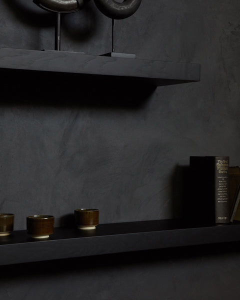 Wall Shelf by Ethnicraft, showing closeup view of oak wall shelves in live shot.