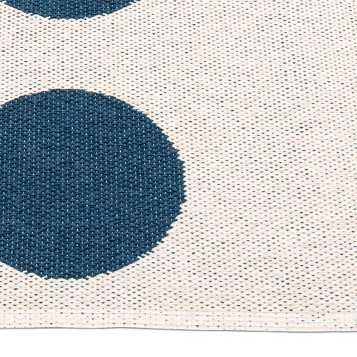 Vera Ocean Blue Runner Rug by Pappelina, showing closeup view of vera ocean blue runner rug.