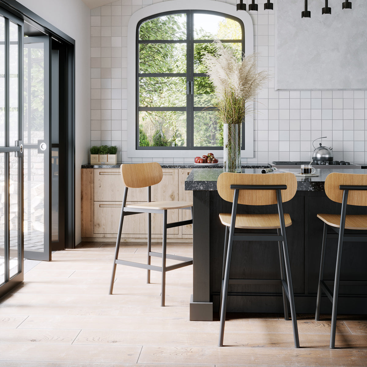 Ojai Stool by Kollektiff, showing ojai stools in live shot.