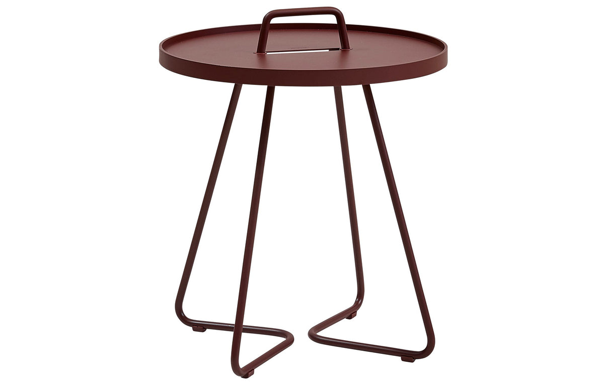 On The Move Side Table by Cane-Line - Small, Bordeaux Powder Coated Aluminum.