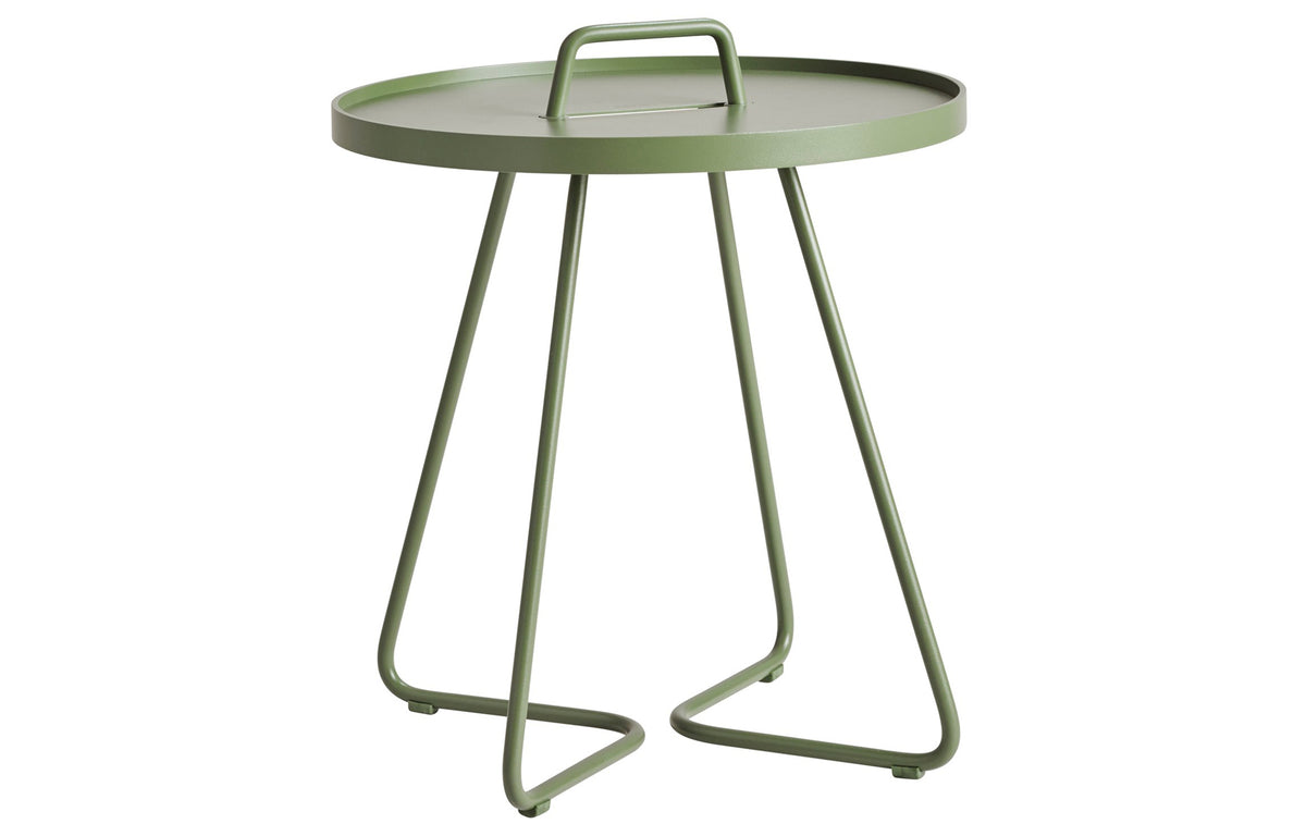 On The Move Side Table by Cane-Line - Small, Olive Green Powder Coated Aluminum.