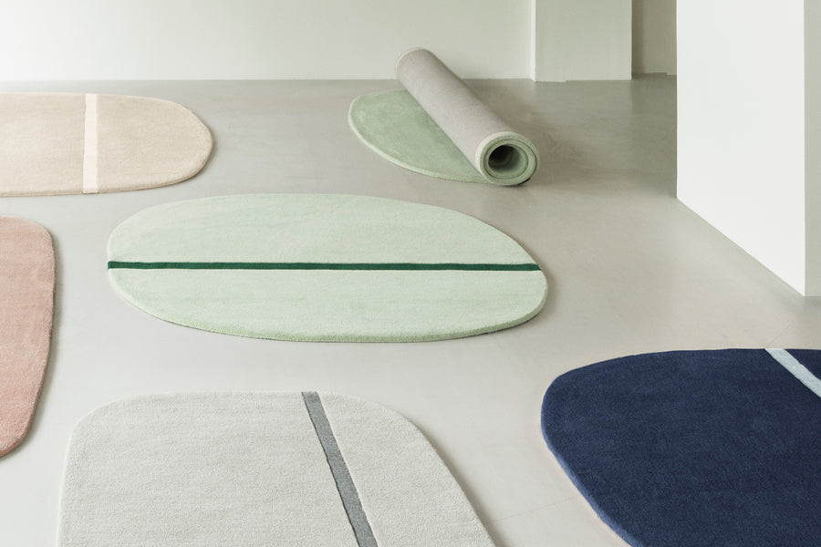 Oona Rug by Normann Copenhagen, showing oona rugs in live shot.