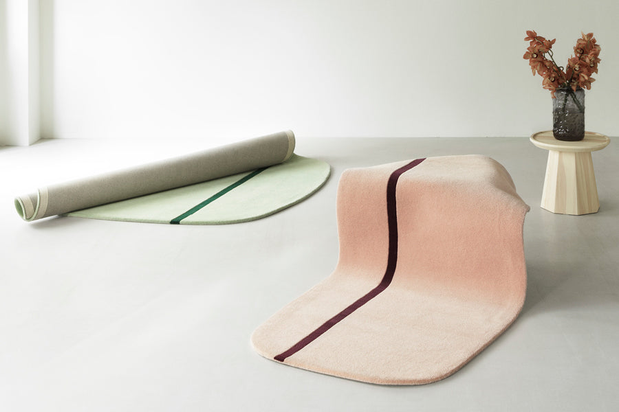 Oona Rug by Normann Copenhagen, showing oona rugs in live shot.