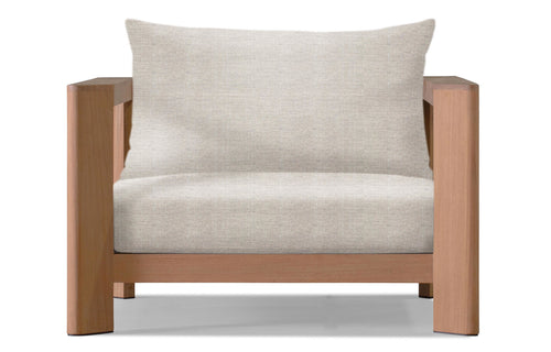 Ora Arm Chair by Harbour - Natural Teak Wood + Batyline White/Sunbrella Cast Silver.