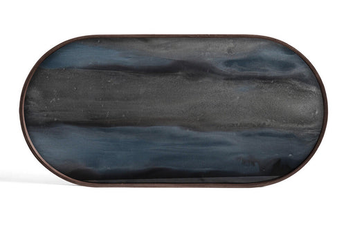 Organic Oblong Glass Tray by Ethnicraft, showing top view of oblong glass tray.